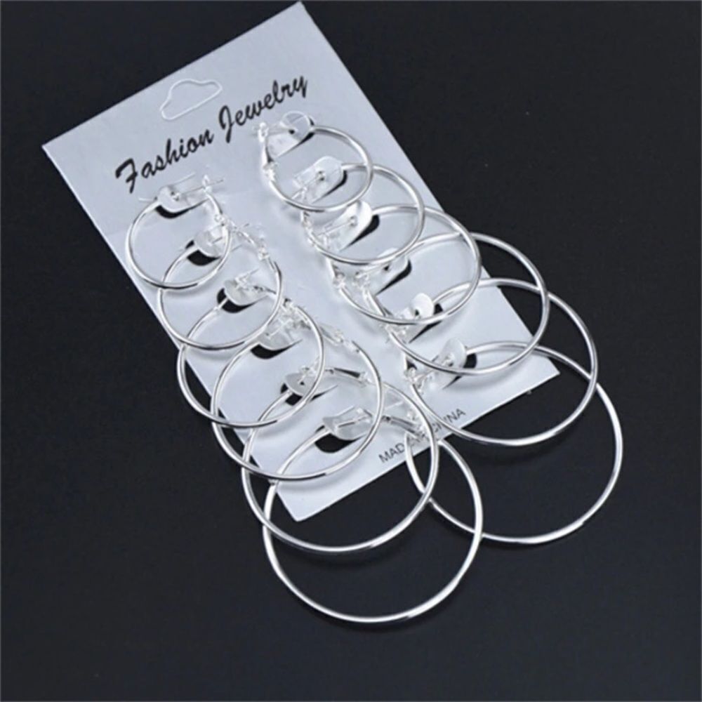3for$20 NEW 6Pairs Punk Hoop Earrings Set Big Circle Earrings Jewelry for Women